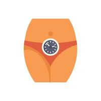 Woman body showing weight loss progress with clock symbolizing time vector