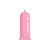 Pink condom lying on white background vector