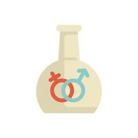 Laboratory flask containing male and female symbols representing in vitro fertilization vector