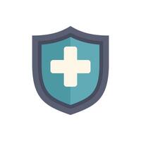 Shield protecting white cross providing healthcare coverage vector
