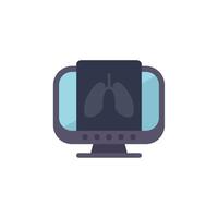 Computer displaying lungs x ray on screen vector