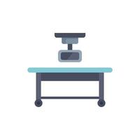Surgical lamp hanging over empty operating table vector