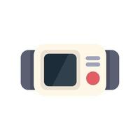Old pixelated handheld video game console playing vector