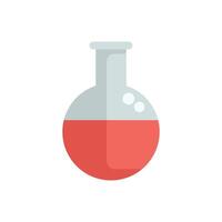 Round bottom flask containing red chemical solution is bubbling in chemistry experiment vector