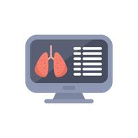 Computer screen showing lungs diagnostic results icon vector