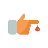 Hand finger pointing blood drop icon flat style vector