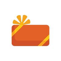 Rectangular gift box wrapped with yellow ribbon and bow on top view vector