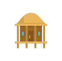 Bungalow with straw roof standing on stilts icon flat style vector