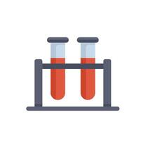 Two medical test tubes holding blood samples are resting in a rack vector