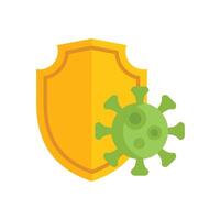 Shield is protecting from a virus showing the immune system vector