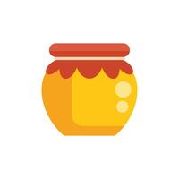 Clay pot with a red lid is containing honey vector