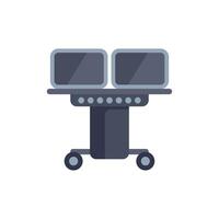 Medical equipment standing on wheels with two monitors displaying patient information vector