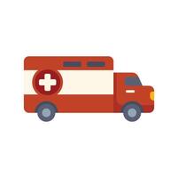 Red ambulance truck transporting patients in emergency situation icon vector