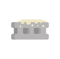 Gray concrete building block with cement mortar on top vector