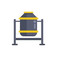 Concrete mixer standing on metal support frame mixing cement vector