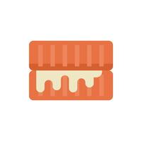 Cream filling dripping from round cracker cookie vector