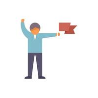 Businessman celebrating success with a red flag reaching a goal vector