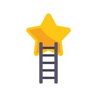 Ladder leading to a big bright star representing success vector