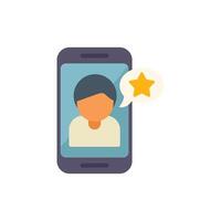 Customer leaving positive feedback with star rating on mobile phone app vector
