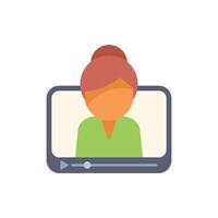 Woman speaking on video player interface flat icon vector
