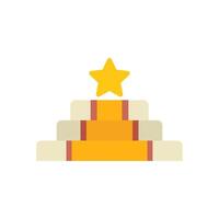 Reaching the top of the podium with a star representing victory vector
