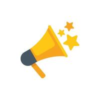 Yellow megaphone announcing big promotion with stars coming out vector