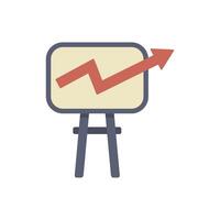 Presentation board showing growing up arrow chart vector