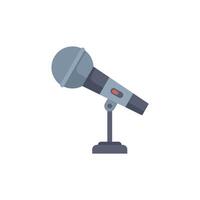 Classic microphone standing on stage with red button vector