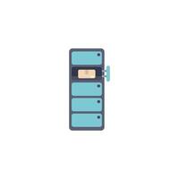 Automated parcel locker with open cell containing cardboard box for deliveries vector