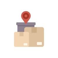 Cardboard boxes with location pin showing successful delivery vector