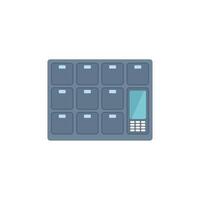 Digital drum machine with pads and screen for music production vector