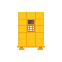 Yellow secure parcel delivery locker with electronic lock displaying receiving information vector