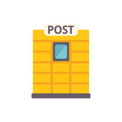 Yellow post office boxes with small window providing secure mail delivery service