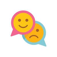 Happy and sad faces showing opposite emotions in speech bubbles vector
