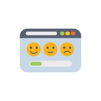 Online survey with emojis showing customer satisfaction rating in browser window vector