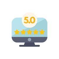 Desktop computer showing five star rating on screen vector