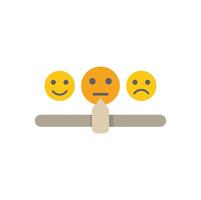 Hand choosing neutral face between sad and happy faces for rating vector