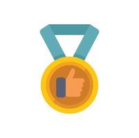 Gold medal with thumbs up icon representing customer approval rating vector