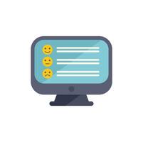 Online survey with emojis displaying on computer screen vector