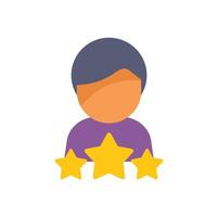 Customer giving three star feedback rating with icons vector