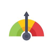 Speedometer arrow pointing high performance result vector