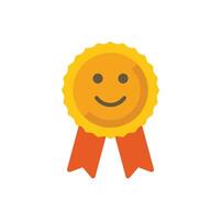 Golden award badge with smiling face for customer satisfaction vector