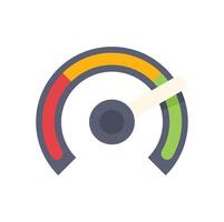 Speedometer reaching high speed with yellow needle icon vector