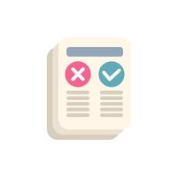 Document showing pros and cons list for decision making vector