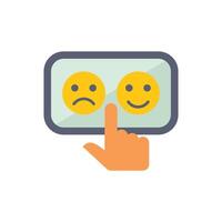 Hand choosing positive feedback on mobile phone screen vector