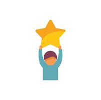 Man holding golden star, achieving success and recognition vector
