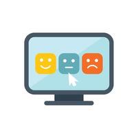 Cursor clicking neutral face on computer screen for customer feedback survey vector