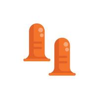Pair of orange earplugs reducing noise level for hearing protection vector