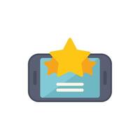 Mobile phone showing customer review with five star rating system vector