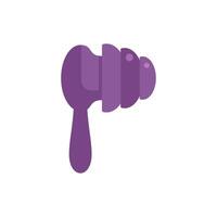 Purple earplug reducing noise pollution for healthy hearing vector